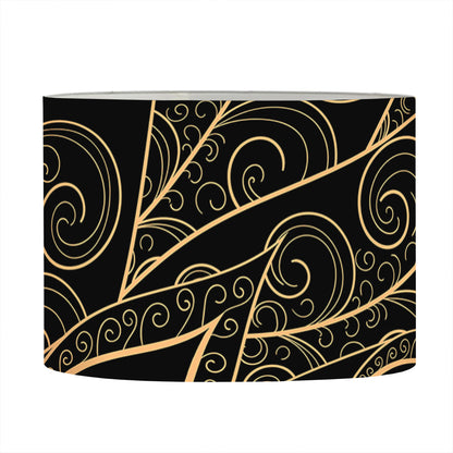 Black And Gold Peacock Feather Print Drum Lamp Shade