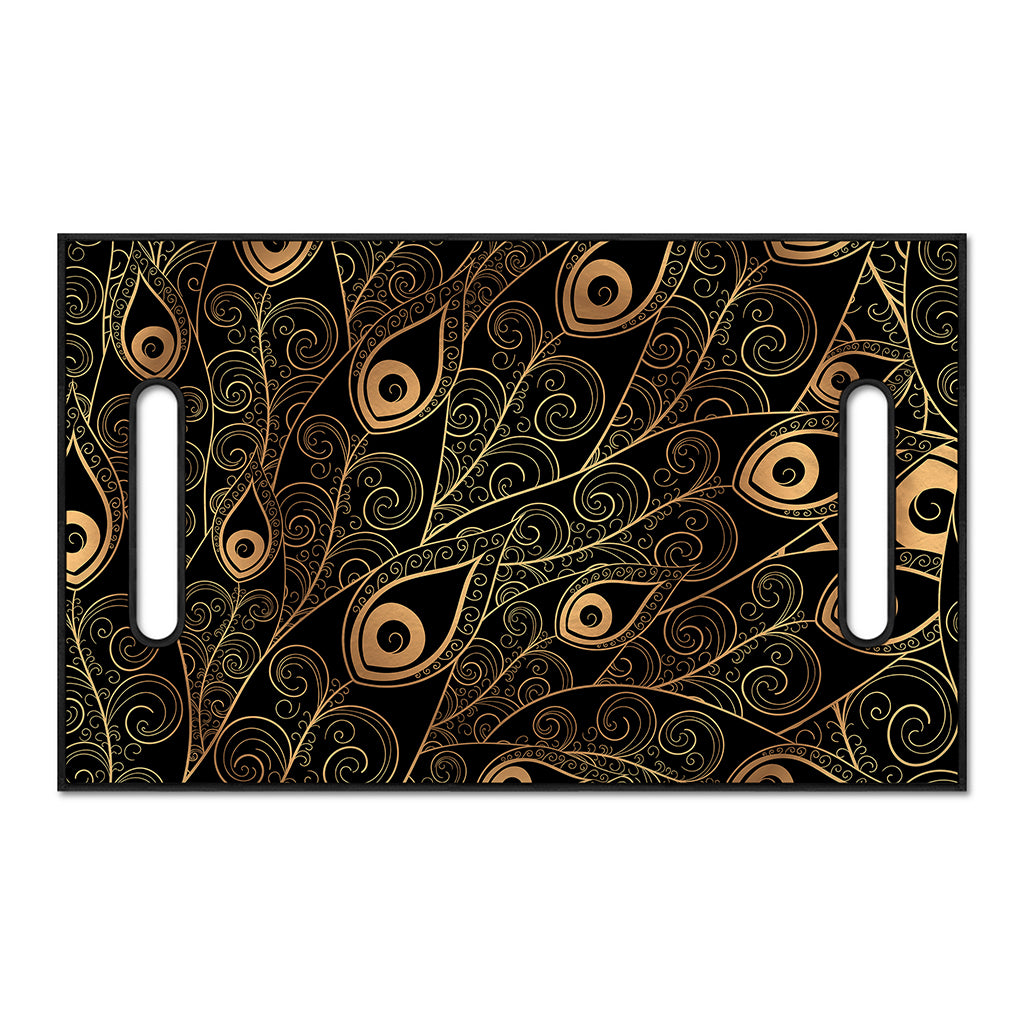 Black And Gold Peacock Feather Print Golf Cart Seat Cover