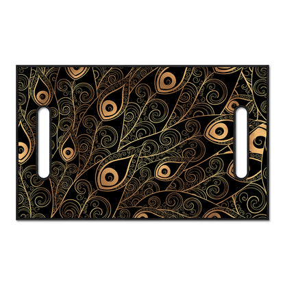 Black And Gold Peacock Feather Print Golf Cart Seat Cover