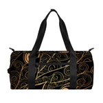 Black And Gold Peacock Feather Print Gym Bag