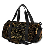 Black And Gold Peacock Feather Print Gym Bag