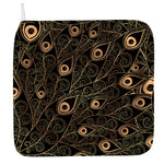 Black And Gold Peacock Feather Print Hand Towel