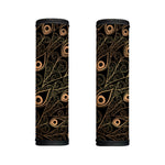Black And Gold Peacock Feather Print Handle Covers