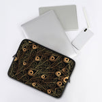 Black And Gold Peacock Feather Print Laptop Sleeve