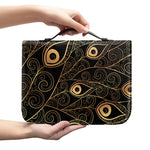 Black And Gold Peacock Feather Print Leather Bible Cover
