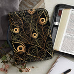 Black And Gold Peacock Feather Print Leather Bible Cover