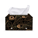 Black And Gold Peacock Feather Print Leather Tissue Box Cover
