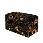 Black And Gold Peacock Feather Print Leather Tissue Box Cover