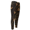 Black And Gold Peacock Feather Print Men's Compression Pants