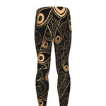 Black And Gold Peacock Feather Print Men's leggings