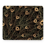 Black And Gold Peacock Feather Print Mouse Pad