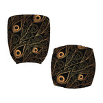 Black And Gold Peacock Feather Print Office Chair Cover