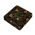 Black And Gold Peacock Feather Print Outdoor Seat Cushion Cover