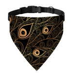 Black And Gold Peacock Feather Print Over The Collar Dog Bandana