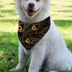 Black And Gold Peacock Feather Print Over The Collar Dog Bandana