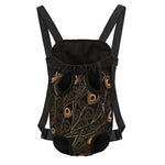 Black And Gold Peacock Feather Print Pet Carrier Backpack