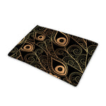 Black And Gold Peacock Feather Print Pet Cooling Mat Cover