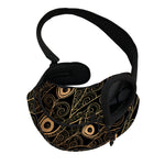 Black And Gold Peacock Feather Print Pet Sling Carrier