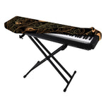 Black And Gold Peacock Feather Print Piano Keyboard Cover