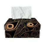 Black And Gold Peacock Feather Print Rectangle Tissue Box Cover