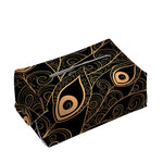 Black And Gold Peacock Feather Print Rectangle Tissue Box Cover