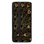 Black And Gold Peacock Feather Print Refrigerator Handle Covers