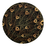 Black And Gold Peacock Feather Print Round Blanket