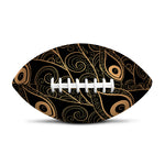 Black And Gold Peacock Feather Print Rugby Ball