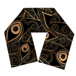Black And Gold Peacock Feather Print Scarf