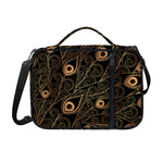 Black And Gold Peacock Feather Print Shoulder Strap Bible Bag