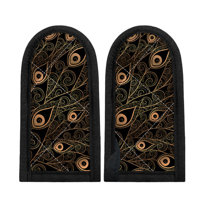 Black And Gold Peacock Feather Print Skillet Handle Cover