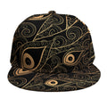 Black And Gold Peacock Feather Print Snapback Cap