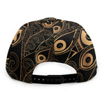 Black And Gold Peacock Feather Print Snapback Cap