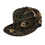 Black And Gold Peacock Feather Print Snapback Cap