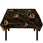 Black And Gold Peacock Feather Print Tablecloth