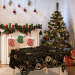 Black And Gold Peacock Feather Print Tablecloth