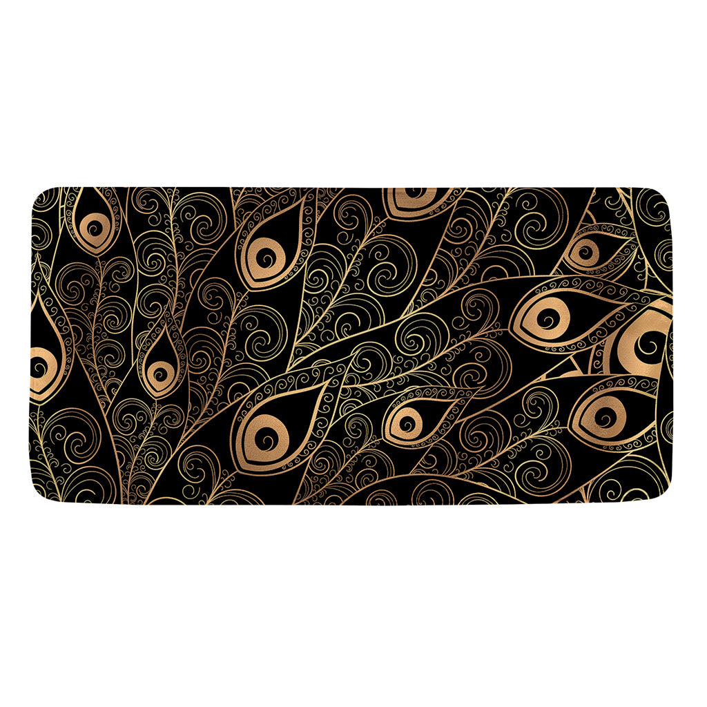 Black And Gold Peacock Feather Print Towel