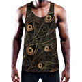 Black And Gold Peacock Feather Print Men's Workout Tank Top