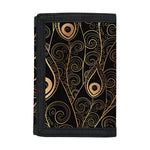 Black And Gold Peacock Feather Print Trifold Wallet