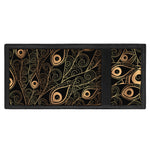 Black And Gold Peacock Feather Print Trifold Wallet
