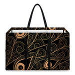 Black And Gold Peacock Feather Print Utility Tote Bag