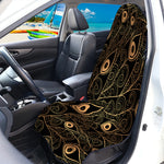 Black And Gold Peacock Feather Print Waterproof Car Seat Cover