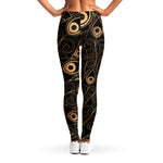 Black And Gold Peacock Feather Print Women's Leggings