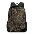 Black And Gold Sea Turtle Print 17 Inch Backpack