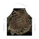 Black And Gold Sea Turtle Print Adjustable Apron