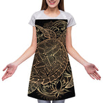 Black And Gold Sea Turtle Print Adjustable Apron