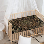 Black And Gold Sea Turtle Print Baby Crib Sheet