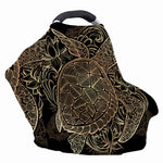 Black And Gold Sea Turtle Print Baby Seat Cover