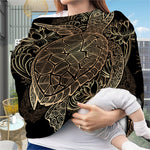 Black And Gold Sea Turtle Print Baby Seat Cover