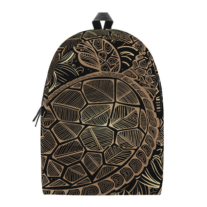 Black And Gold Sea Turtle Print Backpack